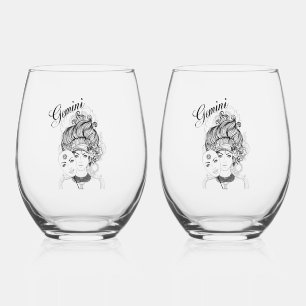 Gemini Masked Lady Zodiac Glass