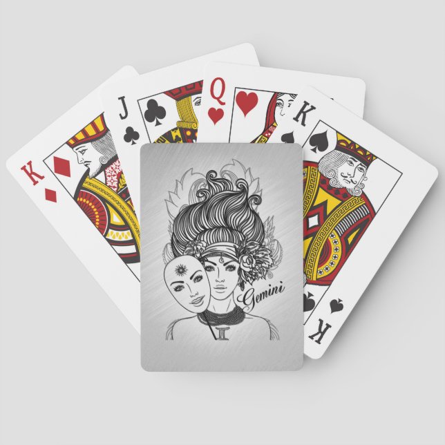 Gemini Masked Lady Zodiac Playing Cards (Back)