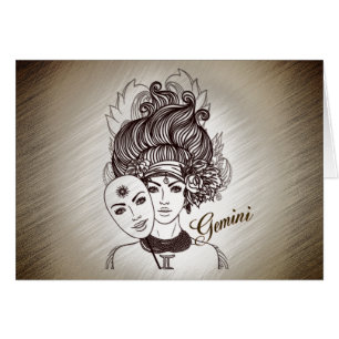 Gemini Masked Lady Zodiac Rustic