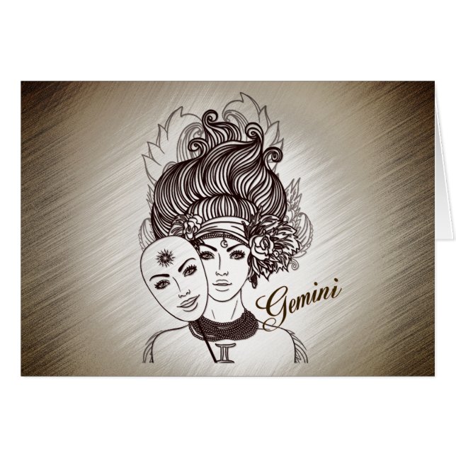 Gemini Masked Lady Zodiac Rustic (Front Horizontal)