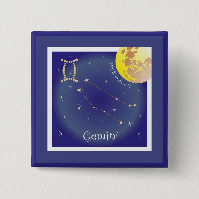 Gemini May 21 to June 21 Buttons (Front)