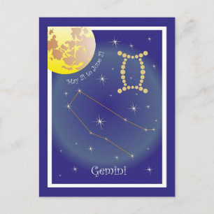 Gemini May 21 to June 21 Postkarte Postcard