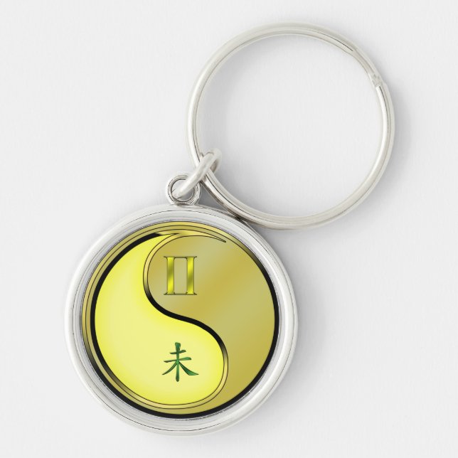 Gemini & Metal Goat Key Ring (Front)