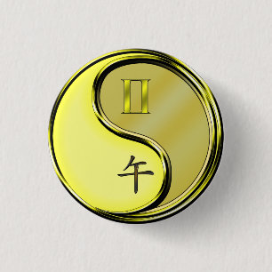 Gemini & Metal Horse 3 Cm Round Badge