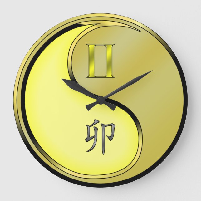 Gemini & Metal Rabbit Large Clock (Front)