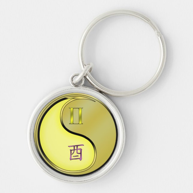 Gemini & Metal Rooster Key Ring (Front)