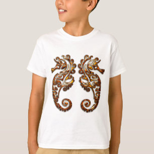 Gemini Metallic Tribal Seahorses T-Shirt