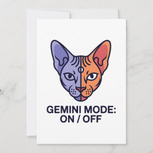 Gemini Mode Dual Cat Zodiac Graphic Art Holiday Card