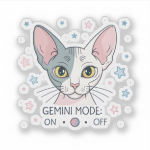Gemini Mode Sphynx Cat Zodiac Illustration