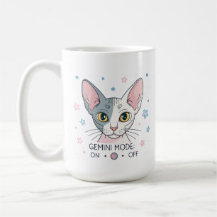 Gemini Mode Sphynx Cat Zodiac Illustration Coffee Mug