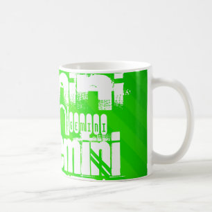 Gemini; Neon Green Stripes Coffee Mug