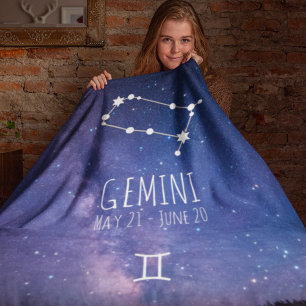 Gemini Personalised Zodiac Constellation Fleece Blanket