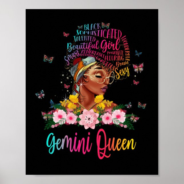 Gemini Queen Black Women Persistent Beautiful Poster (Front)
