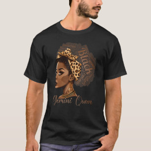 Gemini Queen Leopard Afro Melanin Zodiac Horoscope T-Shirt