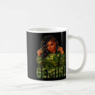 Gemini Queen Loc'd Black Woman Camo Zodiac Sign  Coffee Mug