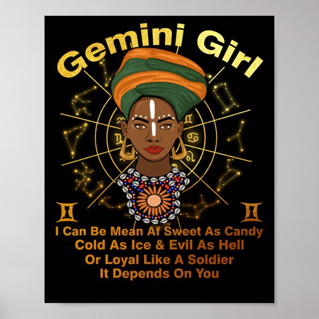 Gemini Queen Sweet As Candy Birthday Black Women Poster (Front)