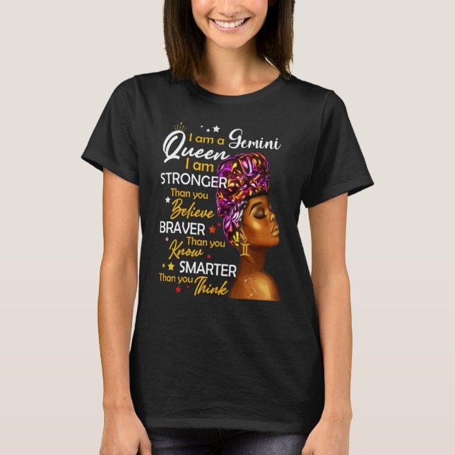 Gemini Queen Sweet As Candy Birthday   For Black W T-Shirt (Front)