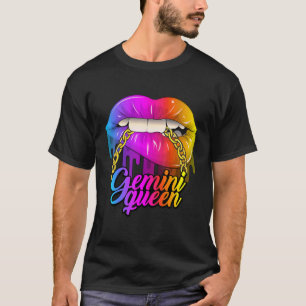 Gemini Queen Zodiac Sign Lips May June Birthday T-Shirt