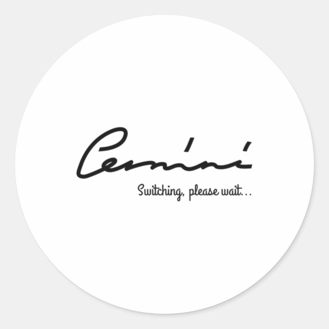 Gemini Quirky Tee. Sticker  (Front)