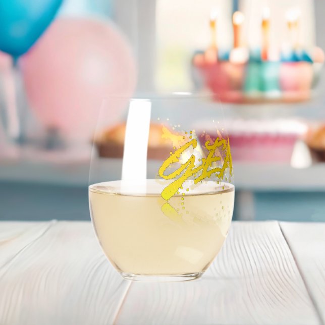 Gemini Reflection Stemless Wine Glass (Insitu (Baby Shower))