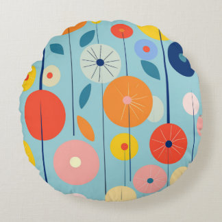 Gemini said Retro Atomic Garden Circle Pillow