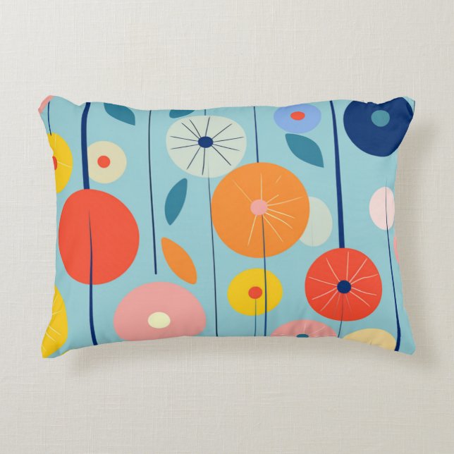 Gemini said Retro Atomic Garden Circle Pillow (Front)