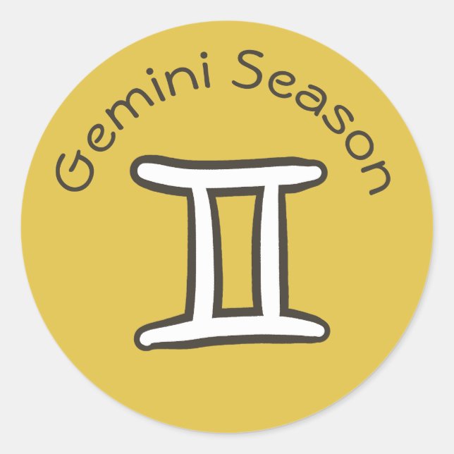 Gemini Season Astrology Zodiac Sign Gold Yellow Classic Round Sticker (Front)