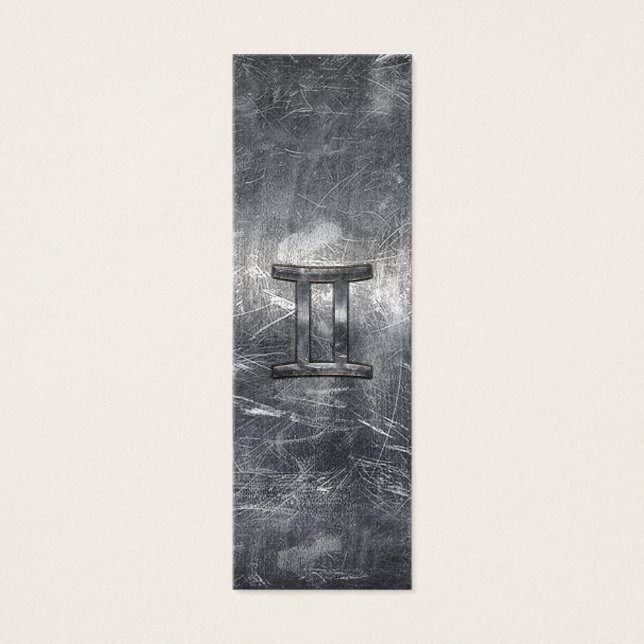 Gemini Sign in Distressed Siver Steel Style (Front)