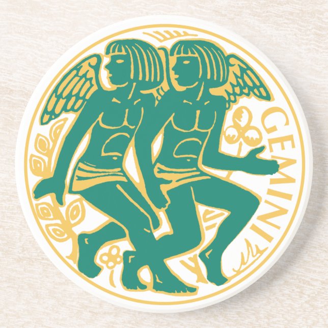 Gemini Sign of the Zodiac on a Coaster (Front)