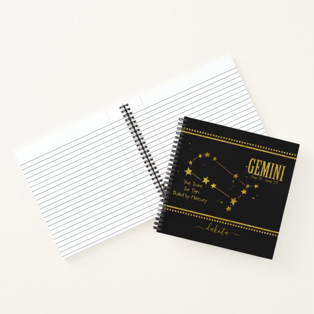 Gemini Star Zodiac Sign Notebook (Inside)