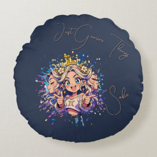 Gemini Sweet 16 Round Name Pillow