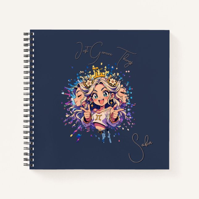 Gemini Sweet 16 Square Custom Notebook (Front)