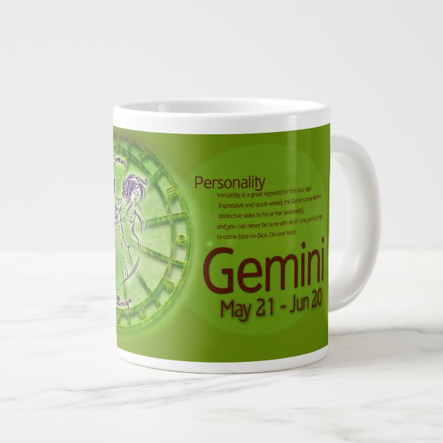 Gemini Symbol Horoscope info Large Coffee Mug (Front Right)