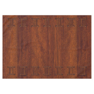 Gemini Symbol on Brown Mahogany like print Tablecloth