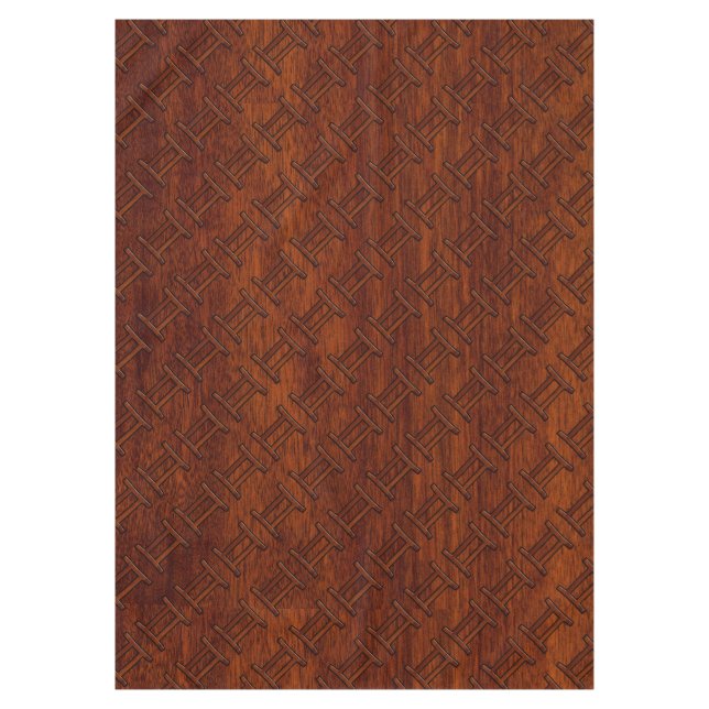 Gemini Symbol on Brown Mahogany like print Tablecloth (Front)