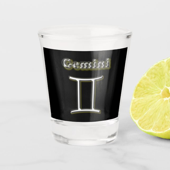 Gemini symbol  shot glass (Front)