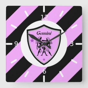 Gemini symbol square wall clock