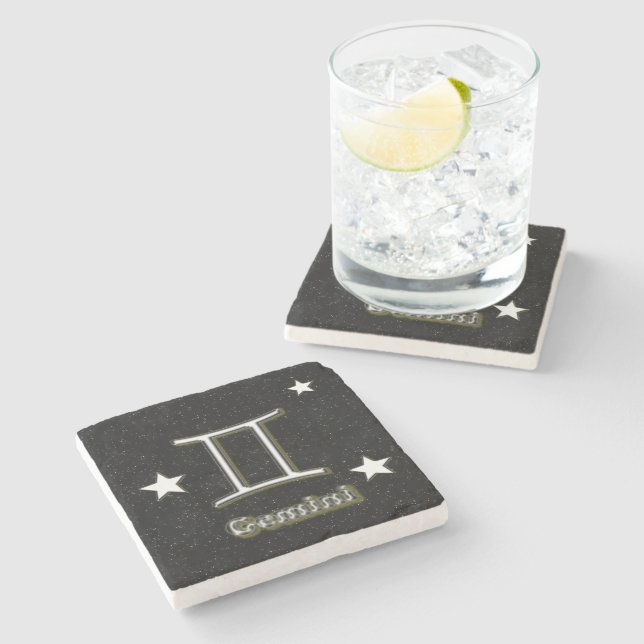 Gemini symbol stone coaster (Side)