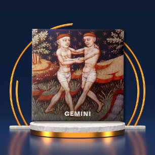 Gemini the Twins Zodiac Sign Birthday Party Ceramic Tile