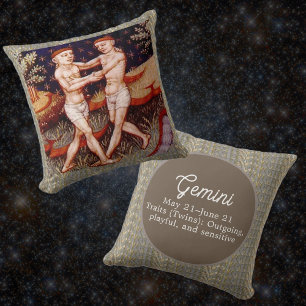 Gemini the Twins Zodiac Sign Birthday Party Cushion