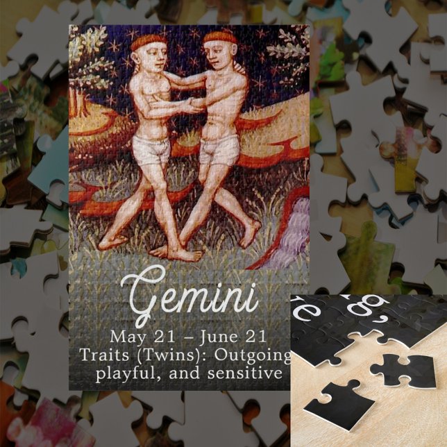 Gemini the Twins Zodiac Sign Birthday Party Jigsaw Puzzle (Creator Uploaded)