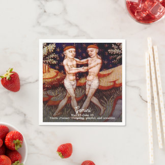 Gemini the Twins Zodiac Sign Birthday Party Napkin