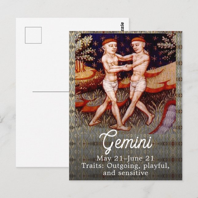 Gemini the Twins Zodiac Sign Birthday Party Postcard (Front/Back)