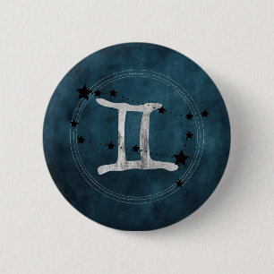 Gemini the Twins zodiac sign constellation stars  6 Cm Round Badge