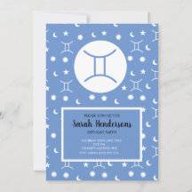 Gemini twin zodiac air sign invitation template 