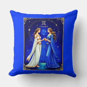 Gemini Twins Beneath a Starry Sky Cushion