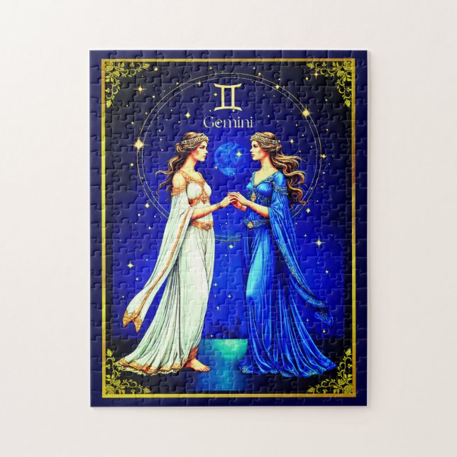 Gemini Twins Beneath a Starry Sky Jigsaw Puzzle (Vertical)