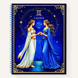 Gemini Twins Beneath a Starry Sky Journal
