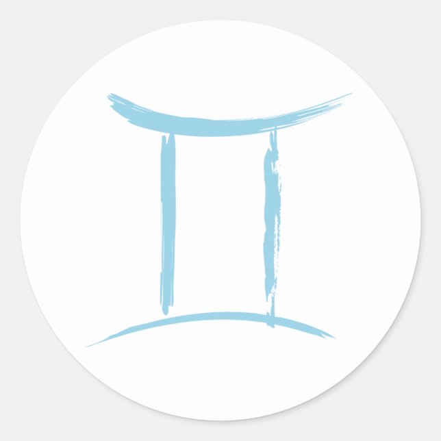 GEMINI Twins Duality Zodiac Sign Astrology Blue Classic Round Sticker (Front)