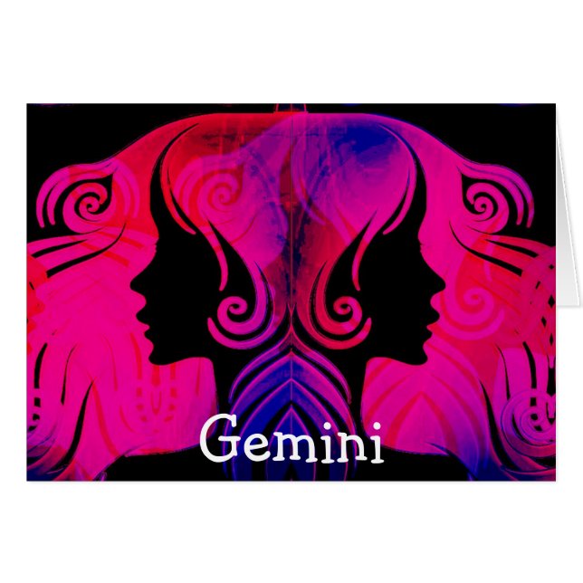 Gemini Twins Horoscope Zodiac Blank Card (Front Horizontal)